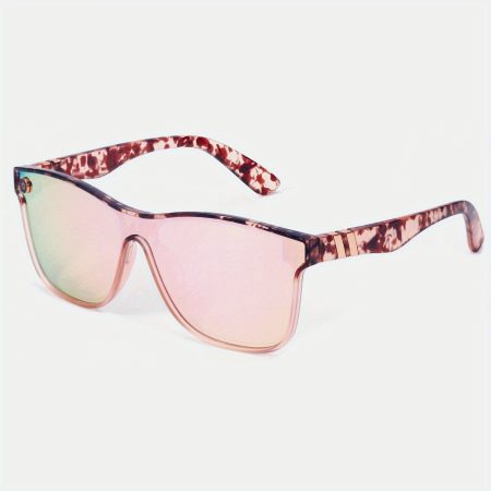 Women's Oversized Polarized Fashion Glasses with Gradient Pink to Brown Lenses, Protection & Metal Hinges - Stylish Fashion Accessories for Daily Outings, Ladies Fashion Glasses, Marbled Frame Design, Outdoor Eyewear, Highquality Eyewear, Designer Eyewear