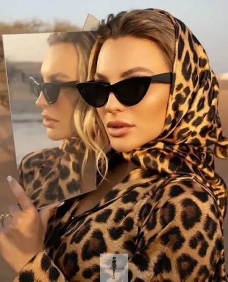 Woman with Sunglasses, Hat and Scarf